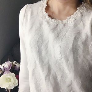 White Lace Print Shirt